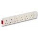 6 Way White Extension Mains Socket With Integral Neon Indicator